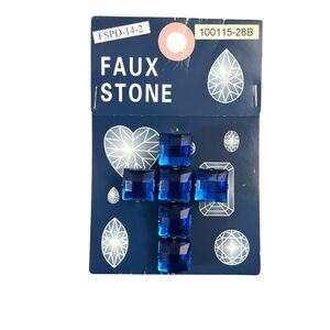 Blue Faux Stone Cross Pendant NWT Simulated Blue Zircon Religious Charm Large